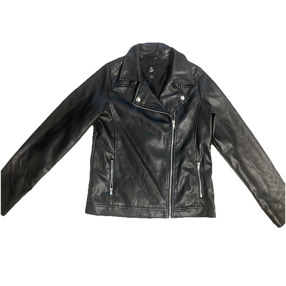 Art Class Faux Leather Moto Jacket Girls Youth XL 14/16 Black Zipper Pockets